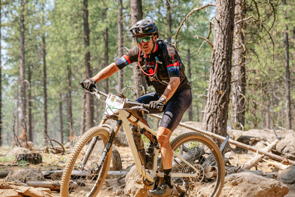Ben Stein racing the High Cascades 100 mountain bike race.